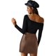 thumbnail image 2 of Women's Cute Colorblock Short Sleeve Crewneck Tops Striped Tee T Shirts Nuevo marrón chocolate G Nuevo marrón chocolate G Xishao ropa, 2 of 2