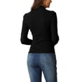 thumbnail image 3 of INSPIRE CHIC Seta T Women's' High Neck Ruched Front Puff Long Sleeve Casual Sweater S Black, 3 of 6