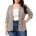 thumbnail image 4 of cocolona Womens Plus Size Lightweight Cardigans Button Down 3/4 Sleeve Solid Color Open Front Cover Up Casual Loose Outerwear, 4 of 6