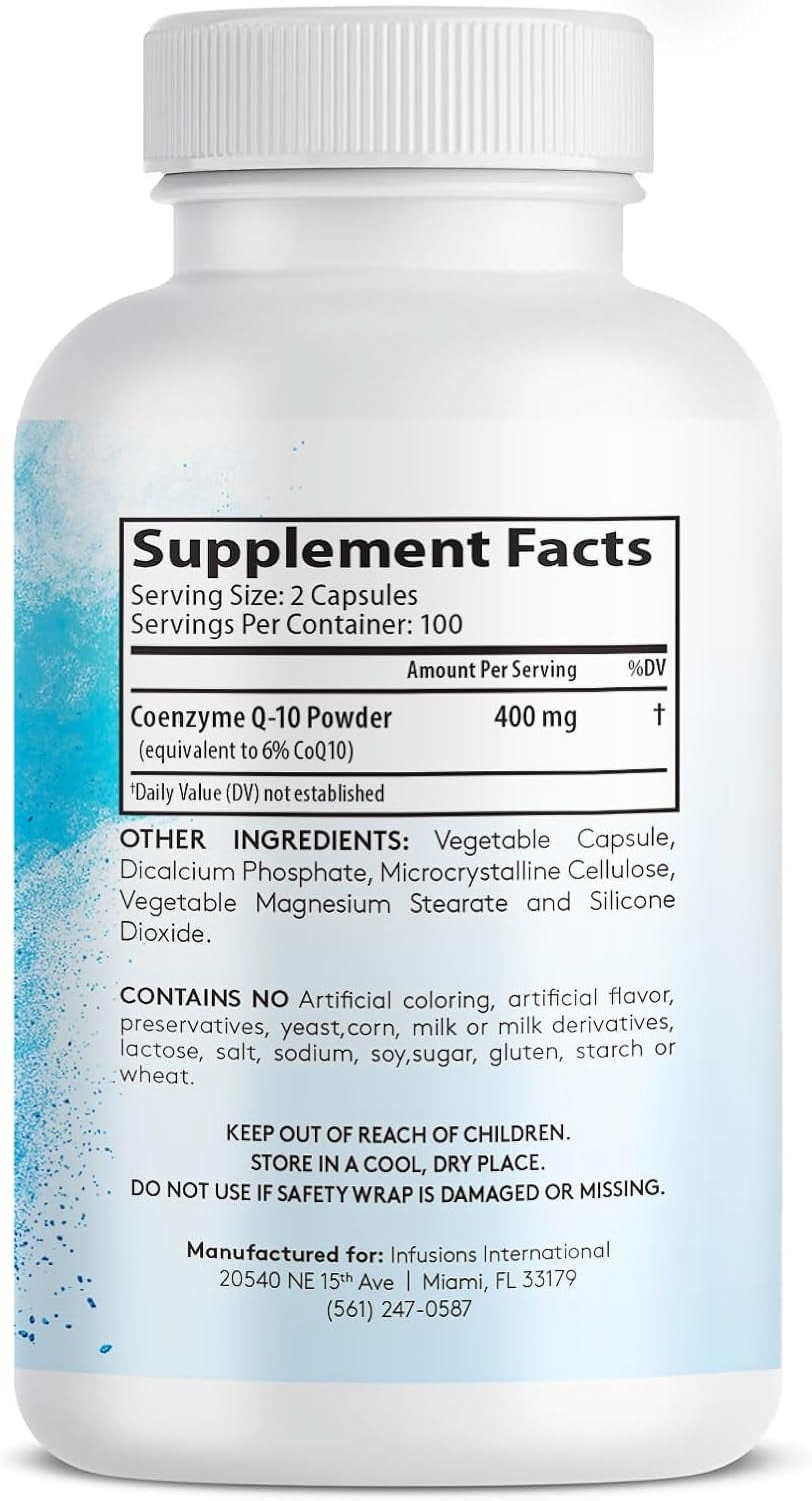 High Absorption Pure CoQ10 400mg 400 Capsules Extra Strength Gluten Free Non-GMO - 2 Pack