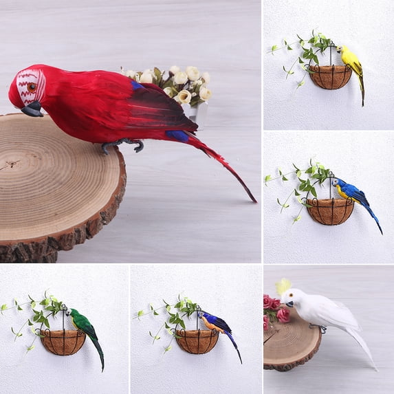 SPRING PARK 25/35cm Fake Parrot Artificial Animal Bird Ornament Home Garden Decor