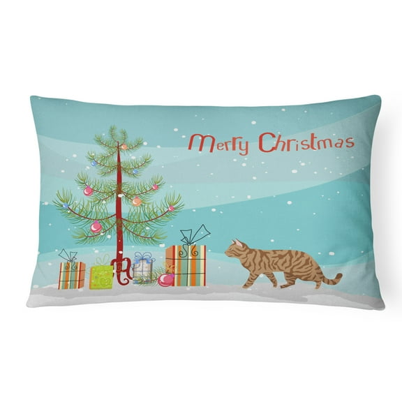 Carolines Treasures CK4731PW1216 Toyger Cat Merry Christmas Canvas Fabric Decorative Pillow, 12H x16W, multicolor
