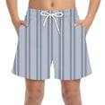 thumbnail image 2 of Boys Drawstring Shorts, Striped Athletic Running Gym Play Shorts for Kids with Pockets, Gray, Stretch Polyester Spandex, Sizes 4T-14,Size 12-13T, 2 of 8