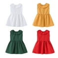 thumbnail image 3 of WOLLED Little Girls Summer Cotton Dresses Kids Baby Solid Color Sleeveless Casual Dress for 1-6t Toddler Doll Collar Party Princess Dress Sundress, 3 of 9