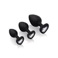 thumbnail image 2 of Gemsations 3 pc 2.75" amp; 3.15" amp; 3.7" Silicone Bling Bling Heart Butt Plug Training Set - Black, 2 of 5