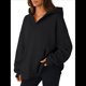 thumbnail image 3 of Sudadera con Capucha de Gran Tamaño con Cuello en V y Abertura para el Pulgar para Mujer, Estilo Y2K, Moda de Otoño. Negro XL, 3 of 8