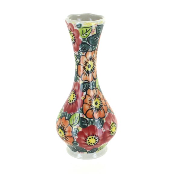 Vena Blue Rose Polish Pottery 145  Small Bud Vase Marigold Surprise