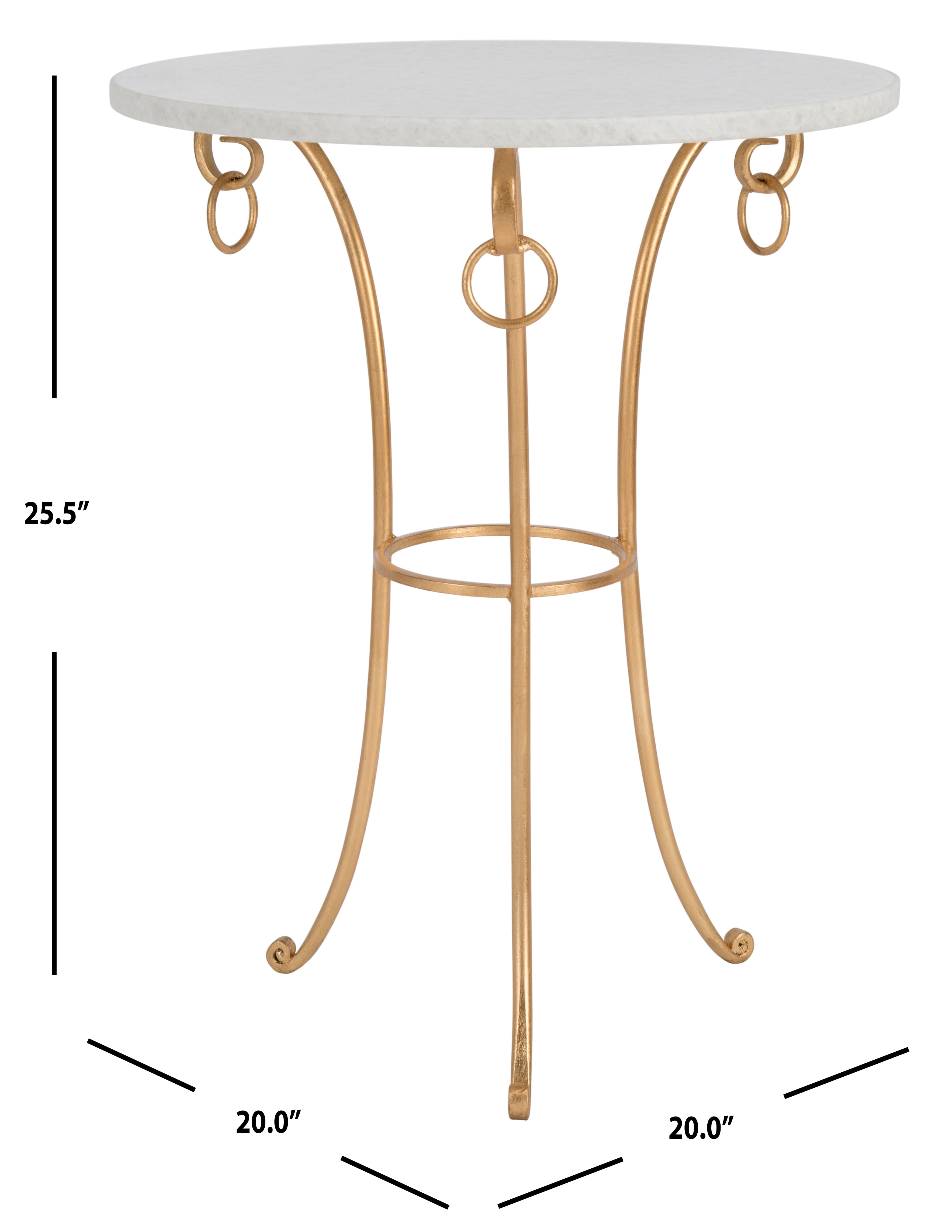 SAFAVIEH Tamara 25.5 in. H Ringed Round Top Gold Accent Table, White/Gold