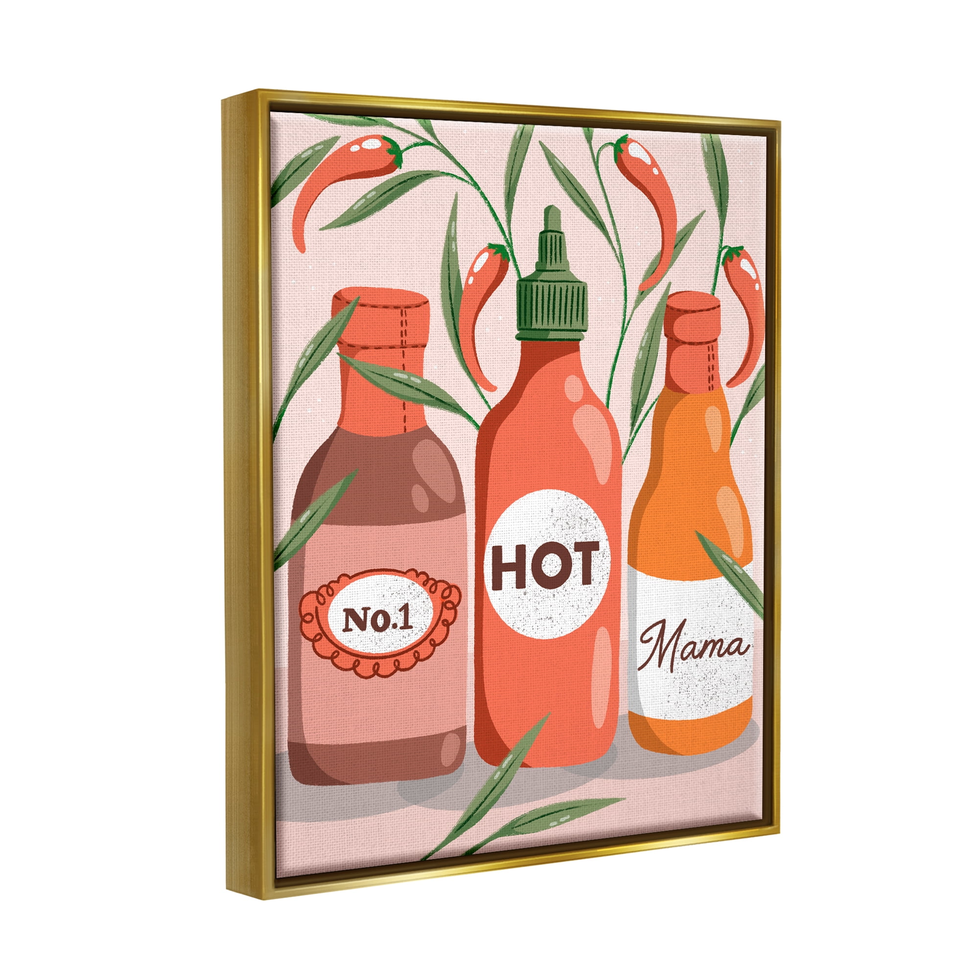 Stupell Industries No.1 Hot Mama Chili Sauce Holiday Painting Gold Floater Framed Art Print Wall Art
