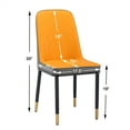 thumbnail image 7 of Dining Chair Set of 6, PU Accent Chair Lounge Kitchen Leisure Chairs with Iron Metal Gold Plated Legs, Upholstered Seat Double Color Armless Side Chair for Dining Room Counter Living Room, Orange, 7 of 7