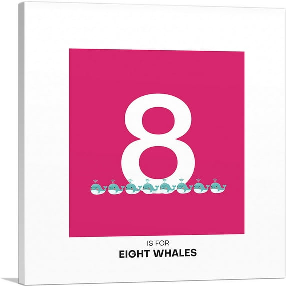 ARTCANVAS Kids Animal Alphabet Number 8 Eight Numeral Canvas Art Print - Size: 18" x 18" (0.75" Deep)
