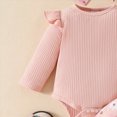thumbnail image 7 of 0-3 Months Infant Baby Girl Clothes,Long Sleeve Fall Winter Clothes Newborn Outfits Ruffle Sleeve Romper Bodysuit Floral Overall 0 3 6 9 12 18 Months Girl Outfits Set,Pink, 7 of 7