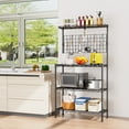 thumbnail image 3 of HOHYN 4 Tier Shelf Metal Storage Shelves Wire Rack Closet Organizers, 30"W x 14"D x 59"H, 800 lb Capacity Metal Wire Rack with Hooks & Adjustable Feet for Kitchen, Garage, Laundry, Black, 3 of 7