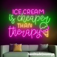 thumbnail image 2 of Handmadetneonsign Ice Cream Is Cheaper Than Theraphy Neon Sign, Ice Cream Wall Art Decor, Store Wall Decor 63189, 2 of 5