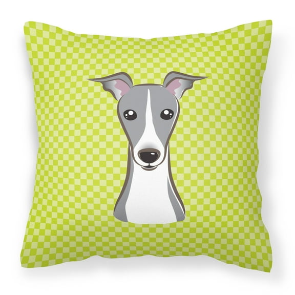 Caroline's Treasures BB1298PW1818 Checkerboard Lime Green Italian Greyhound Canvas Fabric Decorative Pillow , 18H x18W,