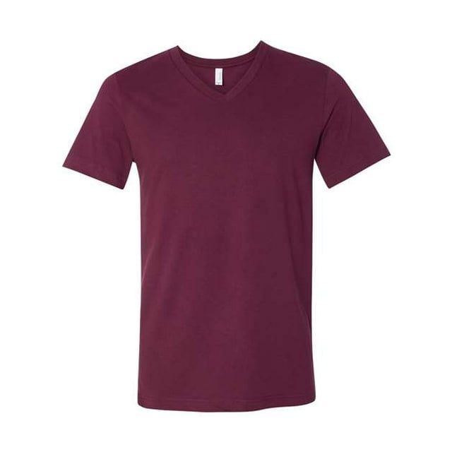 BELLA+CANVAS T-Shirt Jersey à Col en V pour Homme, 3TG, Bordeaux