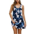 thumbnail image 2 of JTZGDY Dresses for Women Girls Cute Summer Floral Pattern Print Sleeveless Scoop Neck Tank Dress Loose Flowy Beach Sundress with Pockets Navy#02 L, 2 of 8