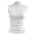 thumbnail image 4 of Landzoo Shirt For Women Solid Color Sleeveless Crew Neck Tees Summer Breathable Women T-Shirt Size M White, 4 of 6