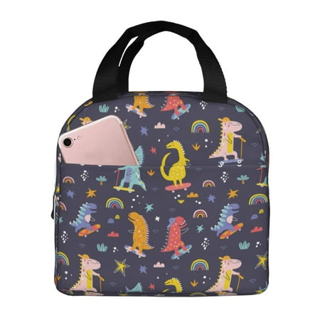Insulated Lunch Bag for Women Men - colorful Dinosaur rainbow Leakproof Cooler Lunch Box for Women Men  Lunch Tote Bags for Work School Picnic Travel