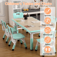 thumbnail image 2 of Towallmark Kids Table & 6 Chairs Set, Easy-Clean Graffiti Desktop with Non-Slip Legs, for Arts & Crafts, Playroom, Study Area, Daycare, Home Use, Lake Blue, 2 of 7
