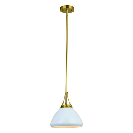 

Dayna 1L White and Brass Contemporary Pendant Light with Metal Shade