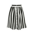 thumbnail image 6 of INSPIRE CHIC Women's Stripes Button Front Elastic Back A Line Midi Skirt 2XL White Black, 6 of 8