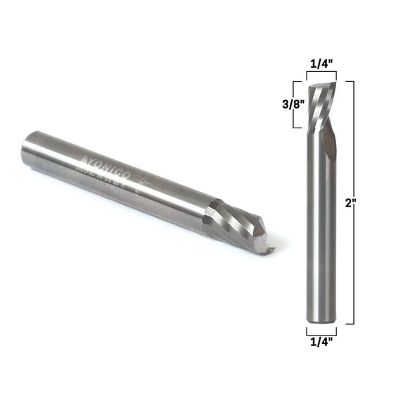 1/4" Diameter O Flute Upcut Spiral End Mill CNC Router Bit - 1/4" Shank - Yonico 31015-SC
