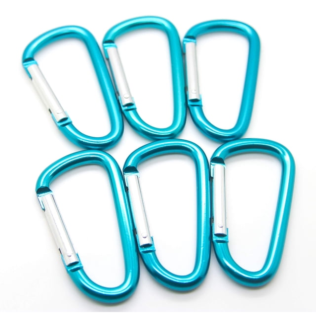 3" Aluminum Carabiner D Shape Buckle Pack, Keychain Clip, Spring Snap Key Chain Clip Hook Buckle (Teal 3" (100 Pack))