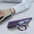 thumbnail image 5 of for Samsung Galaxy S24 Case with Lens Protector, [Foldable Stand & Rotatable Ring Holder], Glossy Shockproof Bumper Dustproof Clear Women Men Case for Samsung Galaxy S24, Darkpurple, 5 of 10