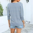 thumbnail image 4 of tarylea 3/4 Length Sleeve Tops for Women Crew Neck Striped T Shirts Casual Basic Tees Loose Fitted Shirts Blouses, 4 of 6