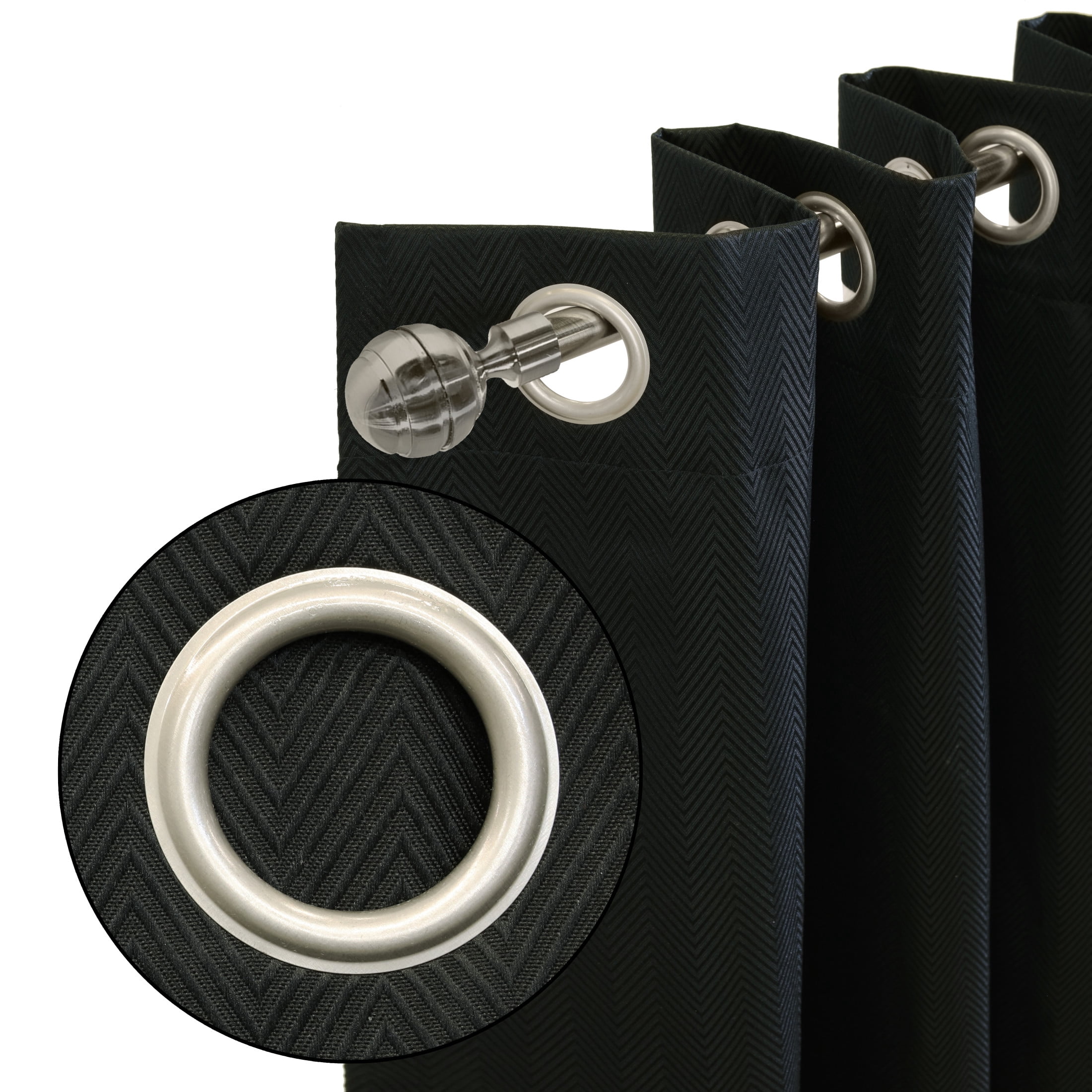 Atlanta Total Blackout Chevron Textured Curtain Panel 52" x 84" in Black