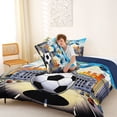 thumbnail image 4 of Erosebridal Western Football City Queen Comforter Set,Soccer Ball Games Bedding Comforter Set For Kids Boys,Reversible Navy 3-Piece, 4 of 7