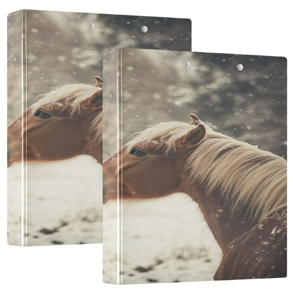 WOBOGO A Snowman with A Horse File Folders Extra Large Capacity to Hold 200 Sheets of Documents Hard Shell Ring Binder for School Home Office