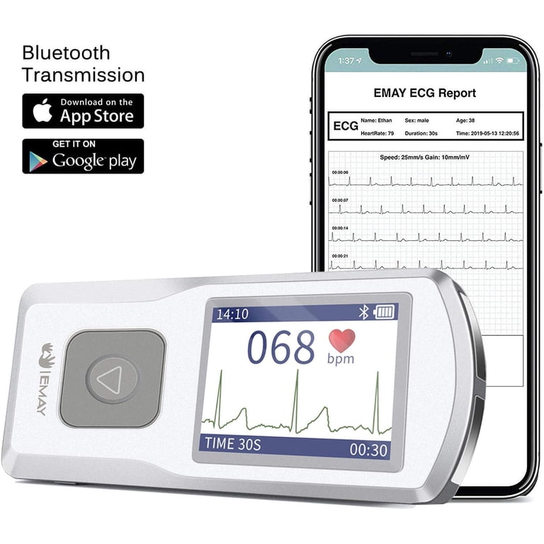 Portable EKG Monitor – Personal Heart Rate Checker With LCD Screen, 30 ...