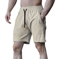 thumbnail image 1 of Aayomet Mens Workout Shorts Sport Shorts Tether Fashion Shorts (Beige, M), 1 of 5