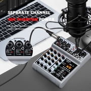 BOMGE Audio Mixer, Soundboard Mixing Console with 5-Channel Digital USB Bluetooth Echo Delay Effect, 48V Phantom Power Stereo DJ Mixer for Recording, Live Broadcasting, Podcasting (BM-05 5 Canales)