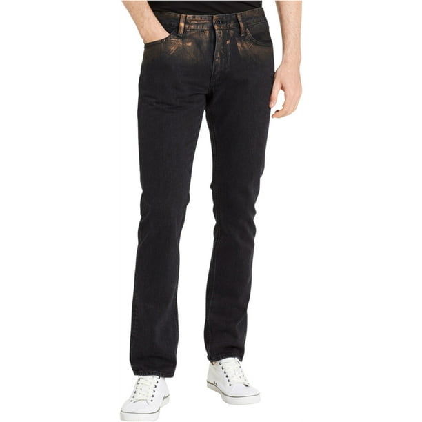 Calvin Klein Mens distressed Copper Slim Fit Jeans, Black, 40W x 30L 