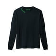 thumbnail image 2 of Daxton Premium Charlotte Men Long Sleeves T Shirt Ultra Soft Medium Weight Cotton, Black Tee Green Letters Small, 2 of 3