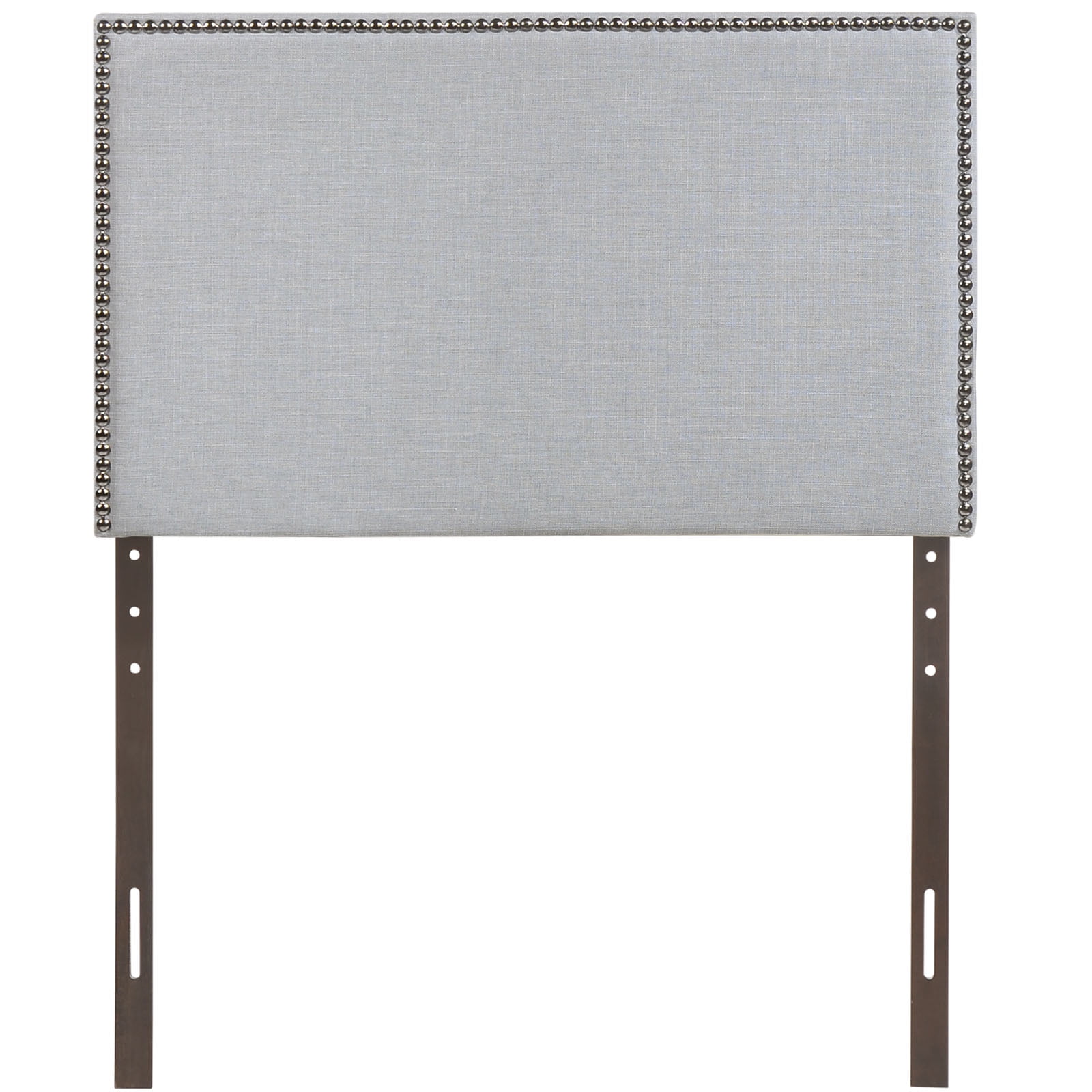 Modway Region Nailhead Twin Upholstered Linen Fabric Headboard in Sky Gray