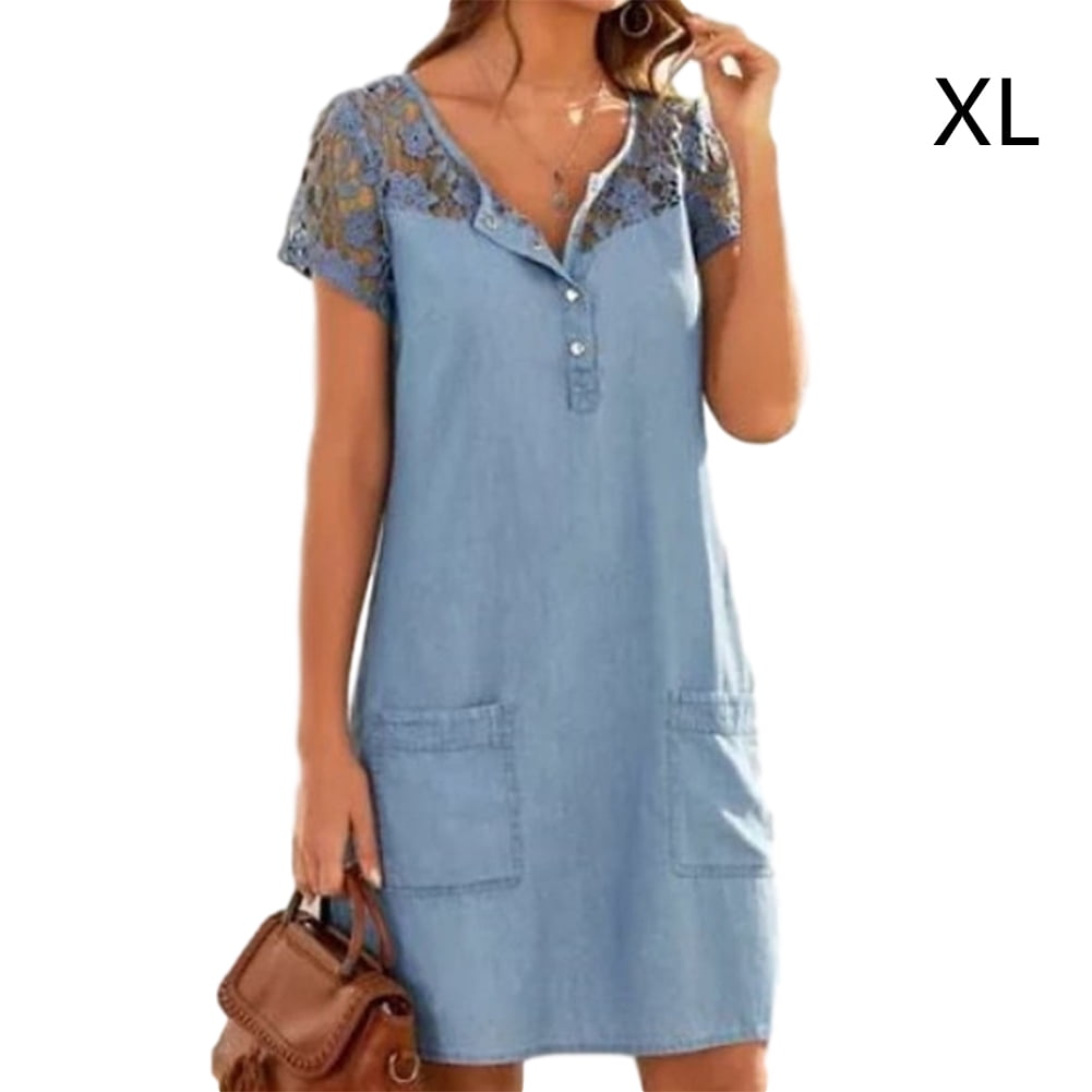 midi length denim dresses