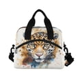 thumbnail image 2 of Lunch Bag Portable Crossbody Meal Bag Cooler Bag Insulated Lunch Bag Food Bag Handheld & Crossbody Design Beautiful Watercolor Leopard, 2 of 6