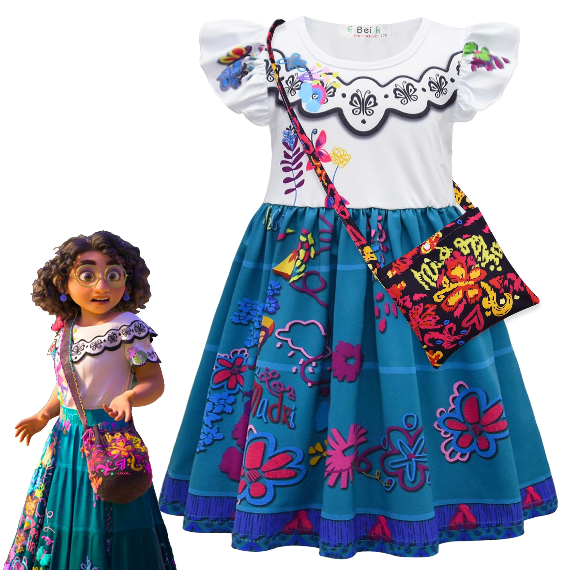 Grils Kids Encanto Mirabel Costume Dress Cosplay Mirabel Madrigal Princess Skirts Outfits - Walmart.com