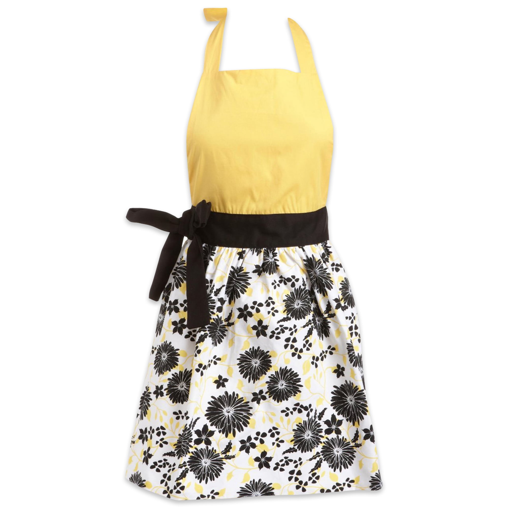 Apron Black and White Daisy Print attached towel FREE SHIPPING