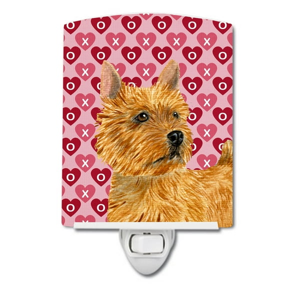 Caroline's Treasures SS4499CNL Norwich Terrier Hearts Love and Valentine's Day Portrait Ceramic Night Light, 6x4x3",