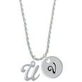 thumbnail image 1 of Delight Jewelry Silvertone Small Gelato Script Initial - U - Silvertone Script Initial Disc - V - Charm Necklace, 20"+3", 1 of 4