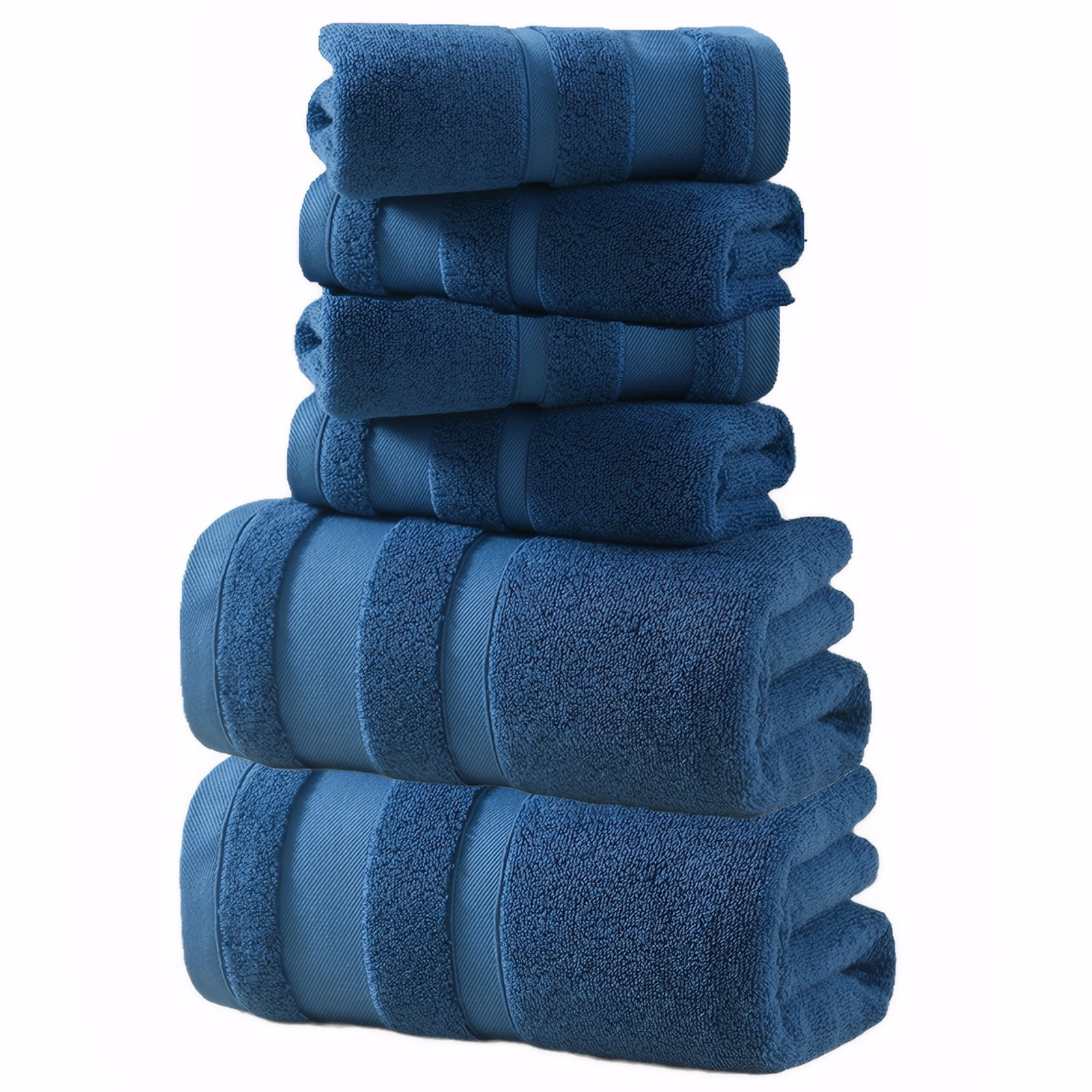 TOPCHANCES 6-Piece Towel Set, Ultra Absorbent Cotton Bath Towels Set (Blue)
