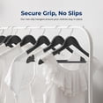 thumbnail image 3 of 10 Pcs. Wooden Hangers - Non-Slip, Sturdy, and Heavy Duty Suit Hanger Set with Chrome 360° Swivel Hook and Notches Design for Clothes (Black), 3 of 4