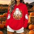 thumbnail image 2 of Women's Halloween Pullover Hoodies Oversized Funny Cute Print Sweatshirt with Pocket Lightweight Casual Long Sleeve Tops, 2 of 7
