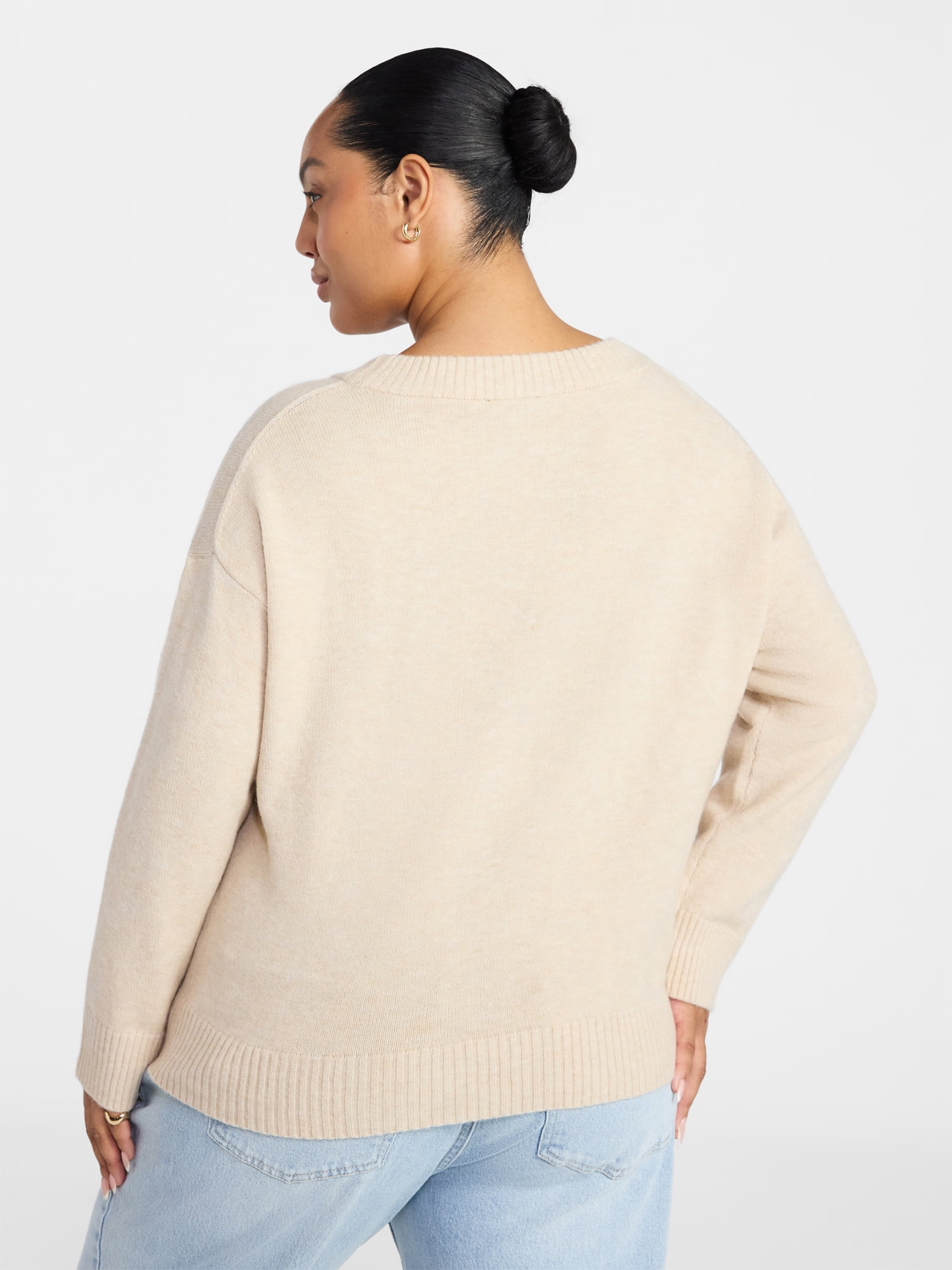 Terra & Sky Women's Plus Size Crewneck Pullover Sweater, Size 0X-5X