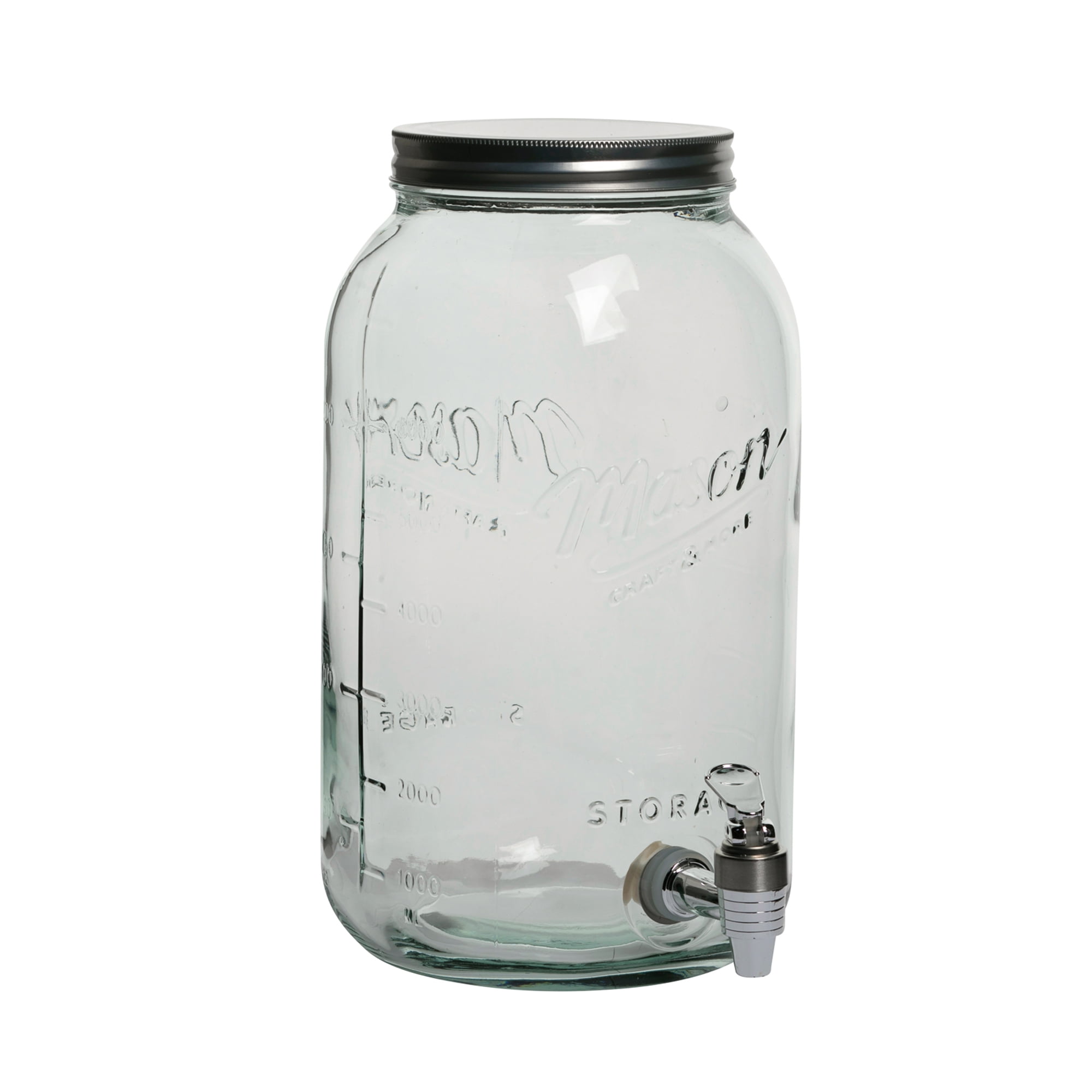 Mason Craft And More 8 Liter Round Glass Drink Dispenser With Metal Lid